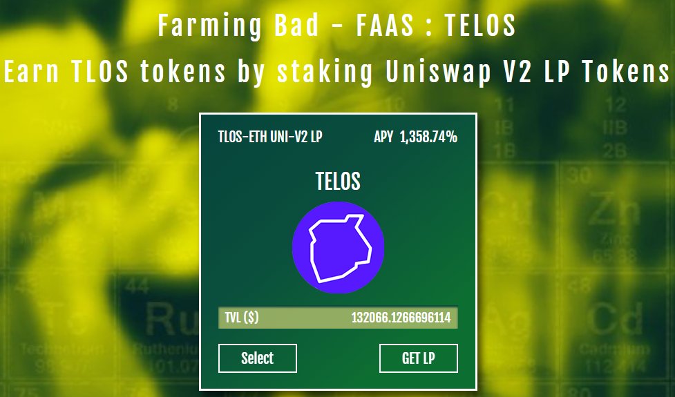 FarmingBad's tweet image. TLOS/ETH pool is live !!!

Deposit your TLOS/ETH LP and let's cook some TLOS 💎

@HelloTelos

#DeFi #farming #cryptocurrency

telos.farmingbad.finance
