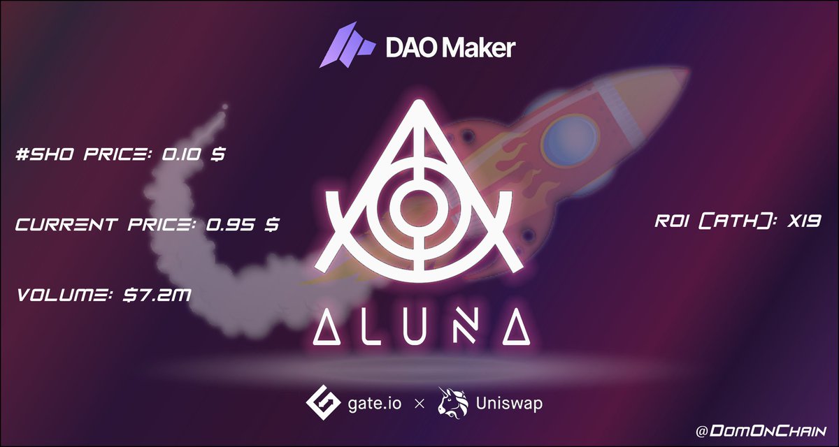 Huge congrats to <a href="/AlunaSocial/">Aluna Social</a> for their successful launch today! 👏😎

<a href="/TheDaoMaker/">Bullish By DAO</a> SHOs are killing it🔥

*Graphics: <a href="/NusDesign/">Nusha</a>

$DAO $ALN