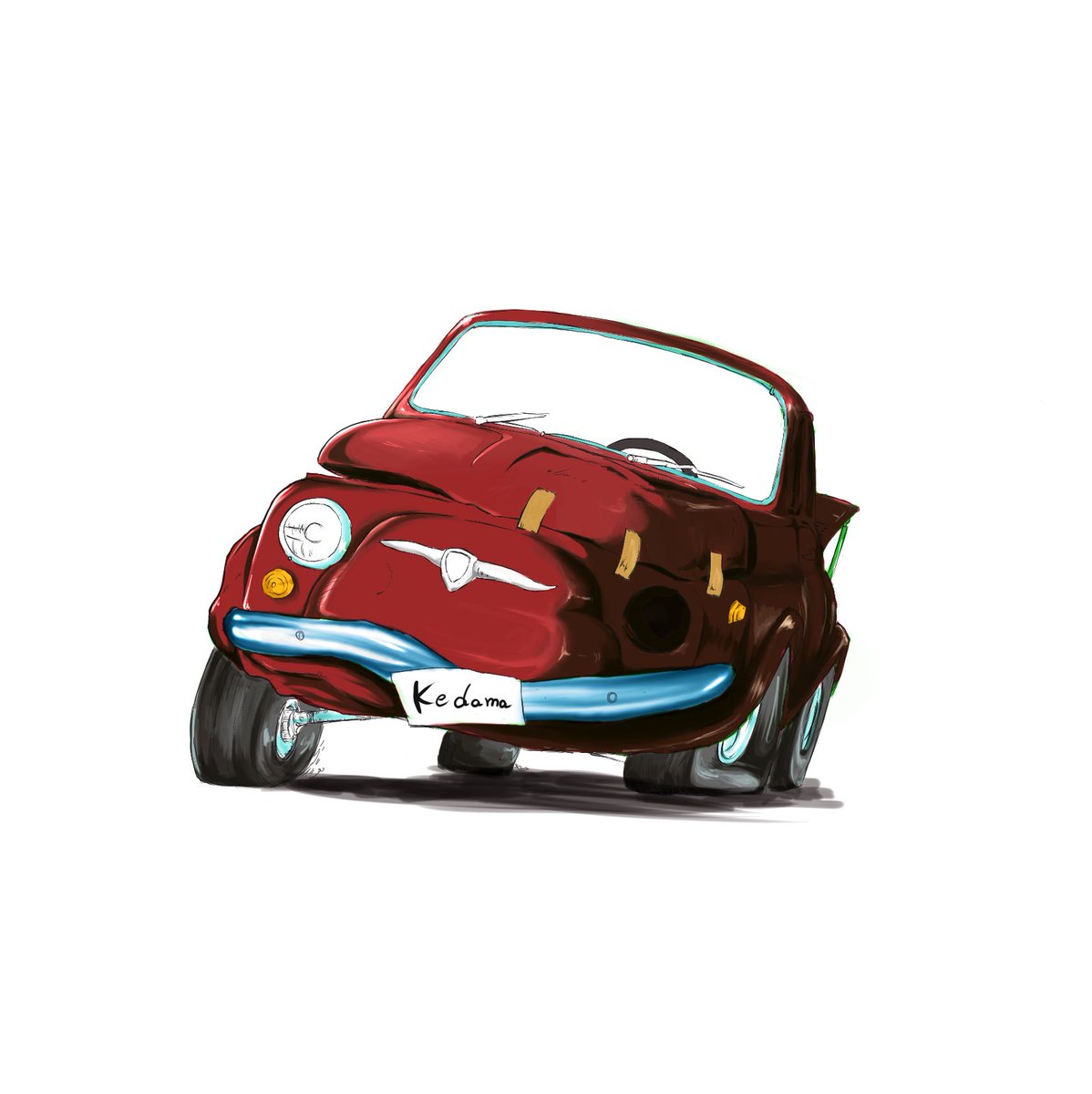 ট ইট র けだま 絵描き ひさびさの絵描き ルパンの車を模写 ルパン三世 イラスト けだま絵道楽