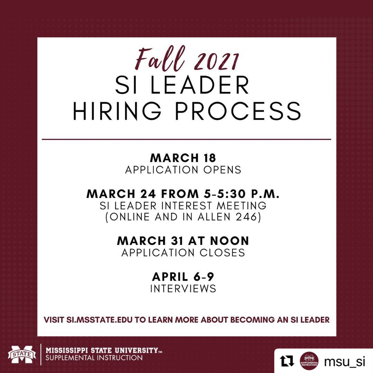 3️⃣ days until applications open to apply to be an SI Leader‼️