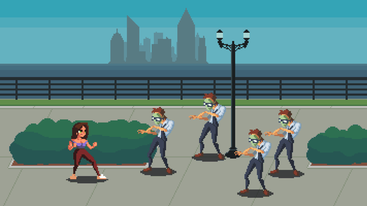 LooksCozyLabs's tweet photo. Concept for a sunny waterfront stage. I need to add some enemies pulling up on boats and jetskis. Maybe a beach and some classic #beatemup surfing? ๐
#gamedev #indiegame #brawler #FinalFright #madewithunity #aseprite #pixelart https://t.co/bGsdmSToT5