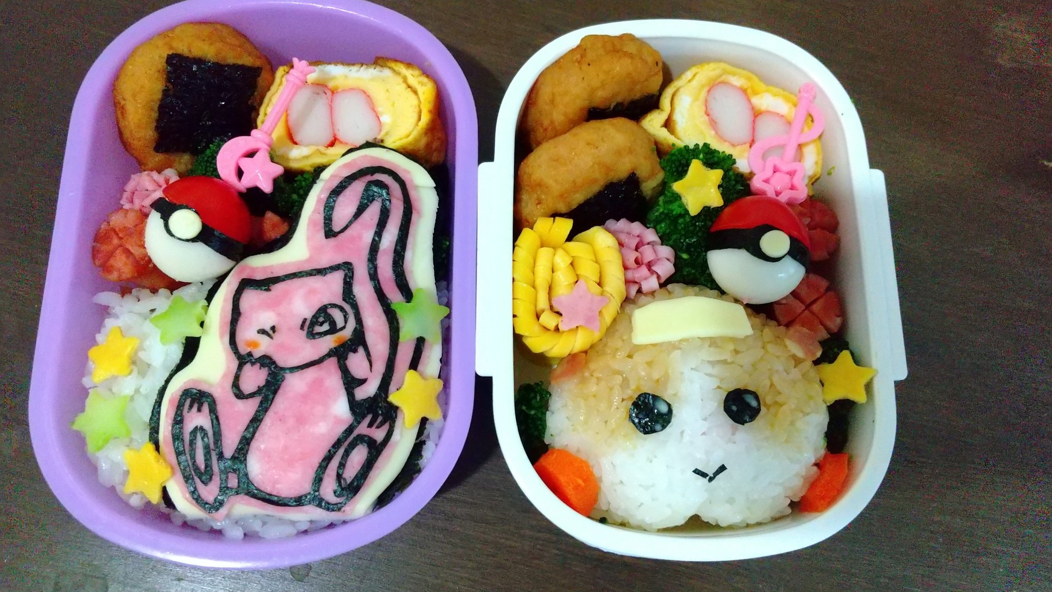 Twitter 上的 えまさん はっとりさん No 148 年中さん最後のお弁当 無事にできた ミュウ 長女の反応イマイチだった でも 息子はモルカー喜んでたからいいや モンスターボール多すぎて なぜかモルカーにモンスターボールがいる件 幼稚園弁当