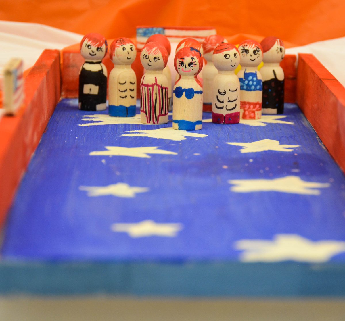Poolside bowling alley? Yes it’s a game -- imagined and made by 3rd grader Roni L. @gideonhausner student, in our summer wood Toy Design program.