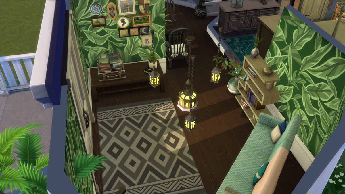 luckyfridaaay's tweet photo. Our finished #LemonAndLimeShell for @FRUUTISH challenge! We are Lime team🐸🥝🍏🍈🥒🥑 I love this build so much! Sneak a peak on the gallery to see the 70s abandoned theme park inspired pool👁👄👁 #simsbuild https://t.co/LE4uZbBylh