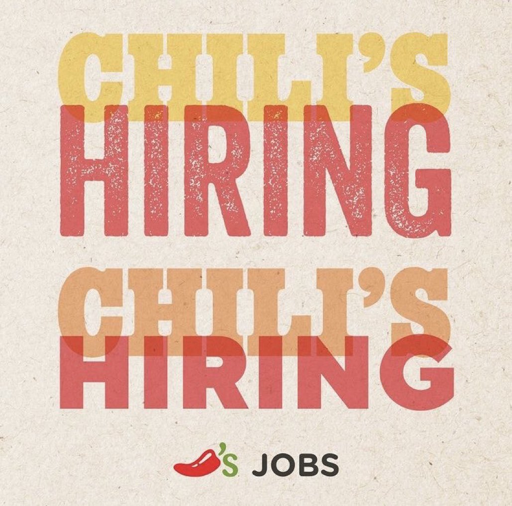 Come join our chili’s team!!  We are hiring for both full and part time positions at many of our Florida restaurant locations.
Apply at Chilisjobs.com