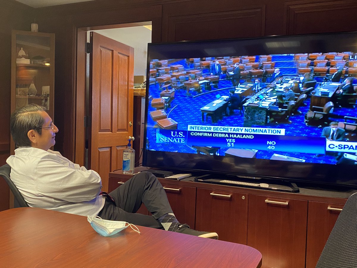 NezForAZ's tweet image. Proud and historic moment for all tribal nations as we watch the decisive 51st vote casted on the U.S. Senate floor to confirm @DebHaalandNM as the first Native American to serve as the Secretary of the Interior...