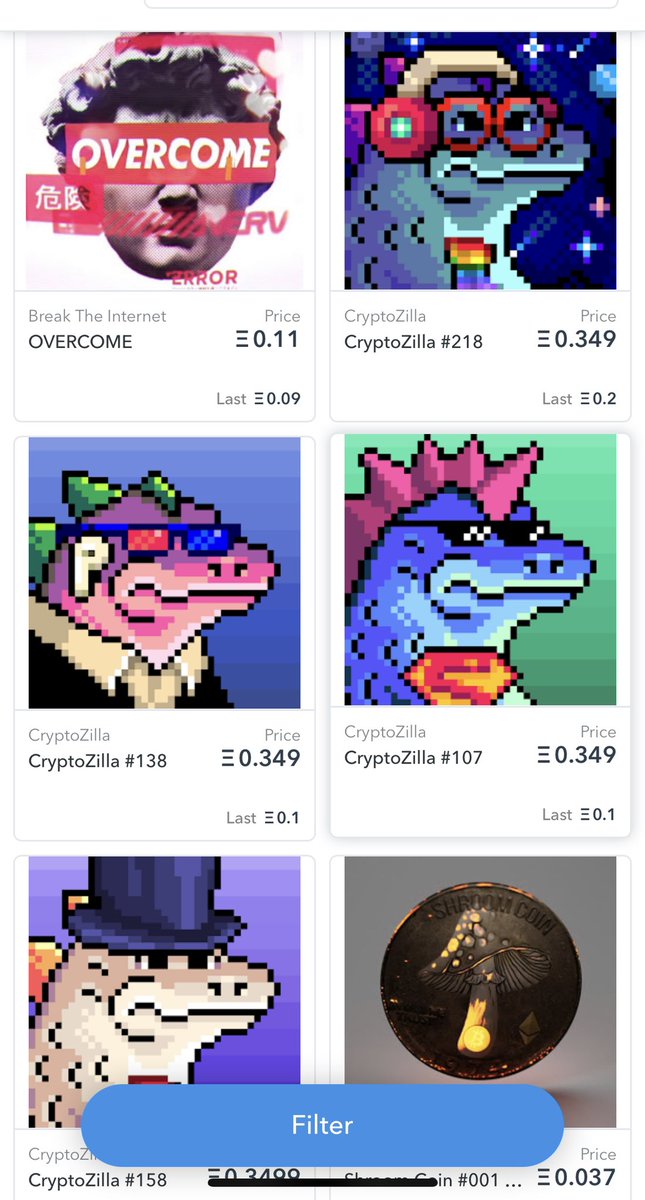 musebandit (@musebandit) on Twitter photo #CRYPTOZILLA #138, #107, #158 and #218 all listed for under .35 eth currently. Good price for these low mints, Once these sell I’m not letting go of anything sub 200 for less than 1 ETH. #pixelart #nft #nfts #nftcollector #NFTCommunity #Cryptoart <a href="/art_zilla/">CryptoZilla</a> <a href="/CyberKongz/">CyberKongz</a> #CRYPTOZILLA #138, #107, #158 and #218 all listed for under .35 eth currently. Good price for these low mints, Once these sell I’m not letting go of anything sub 200 for less than 1 ETH. #pixelart #nft #nfts #nftcollector #NFTCommunity #Cryptoart <a href="/art_zilla/">CryptoZilla</a> <a href="/CyberKongz/">CyberKongz</a>