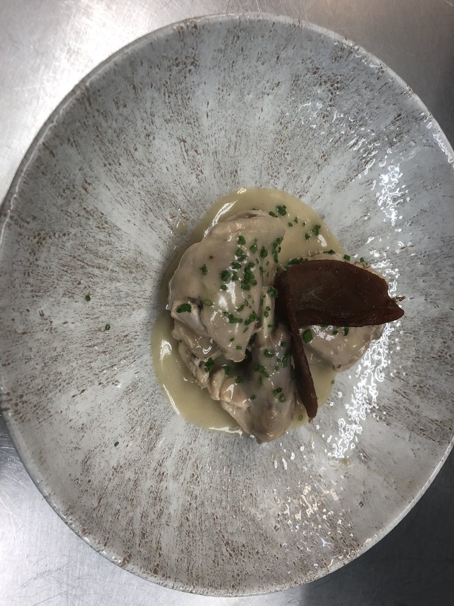NGunyon's tweet photo. #westking And Worshipful Company of Cooks Chef de Partie game lesson. Rabbit fricassee, pot roasted pheasant, tunnel boned quail stuffed with pistachio and pork wrapped in pastry and venison steak with pink pepper corn and brandy sauce. Great work from them all https://t.co/D4wC4b8OpD