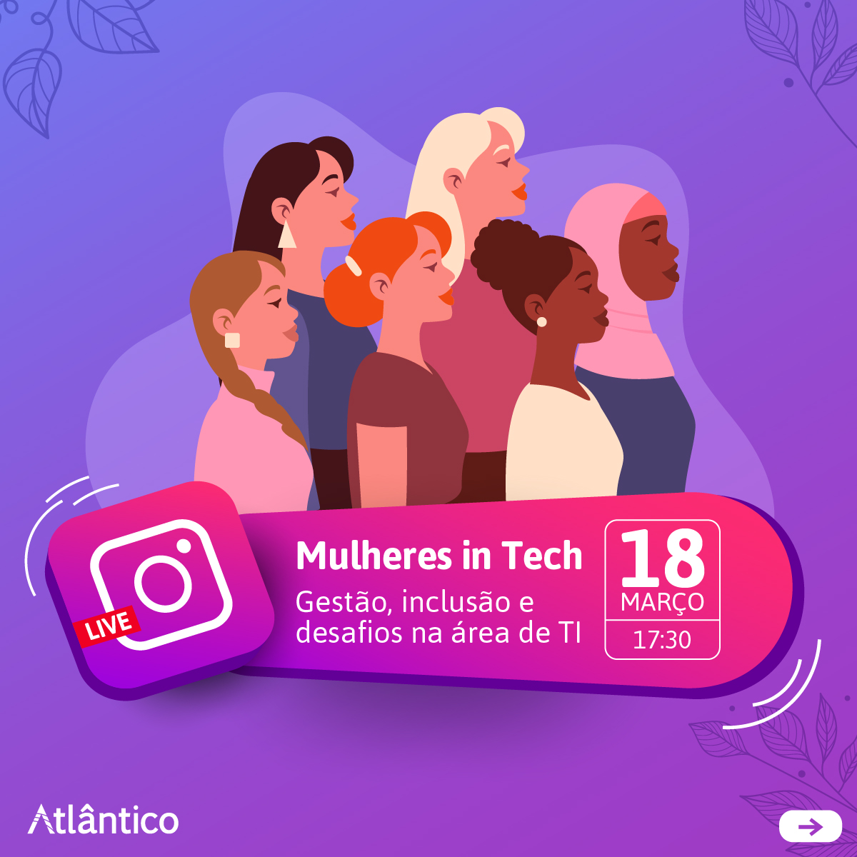 iatlantico's tweet photo. Vem aí o Mulheres in Tech!
Tem curiosidade em saber como é o dia a dia de uma profissional de TI no Atlântico? Então vem pro #MulheresinTech 👩💻🤩 #Tecnologia
Mais informações: https://t.co/Wc1hi3po1b https://t.co/GMlznJ12le