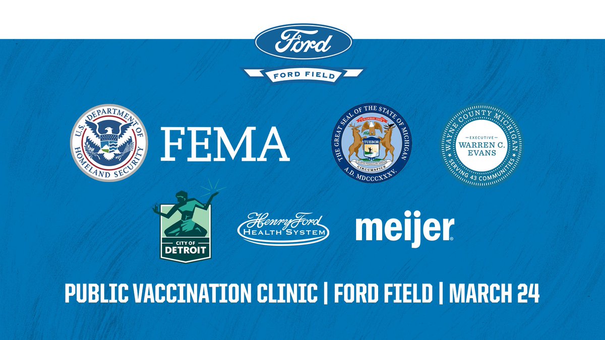 Registration is now open for COVID-19 vaccinations at Ford Field! You can:   Go to clinic.meijer.com/register/CL2021   OR Text “EndCOVID” to 75049