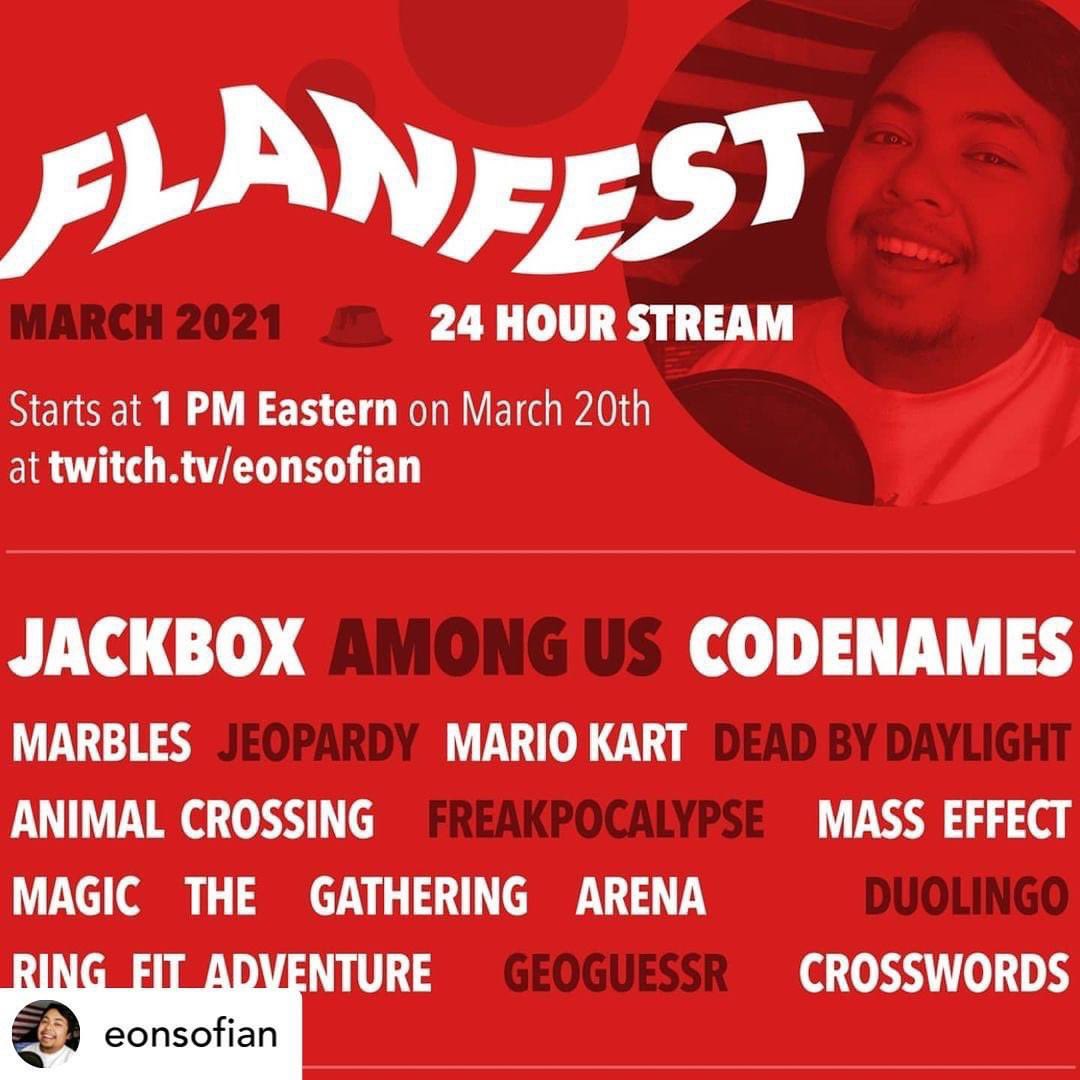 cornrelish's tweet photo. So excited to be part of my pal @EonsofIan’s 24-hour #FLANFEST stream on #Twitch Sat, March 20th! I’ll be competing in his #Jeopardy segment scheduled for 8-9pm ET. I promise not to quote Ellen’s Energy Adventure. Much. Follow him now at https://t.co/pKCJ3mADkM !#WhatIsWhoIsIt https://t.co/jXKrYaF7xq