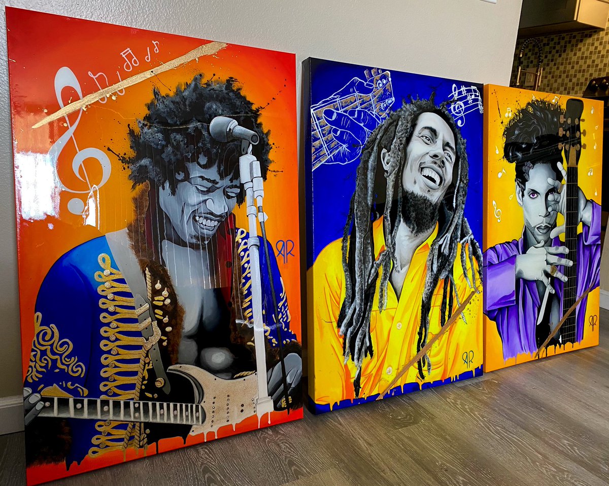 ArtBombshell's tweet photo. Kings 👑🤑 my Rhythm series I just painted. I just gotta add Kravitz to the collection n I’m done. https://t.co/wBfIoRD24j