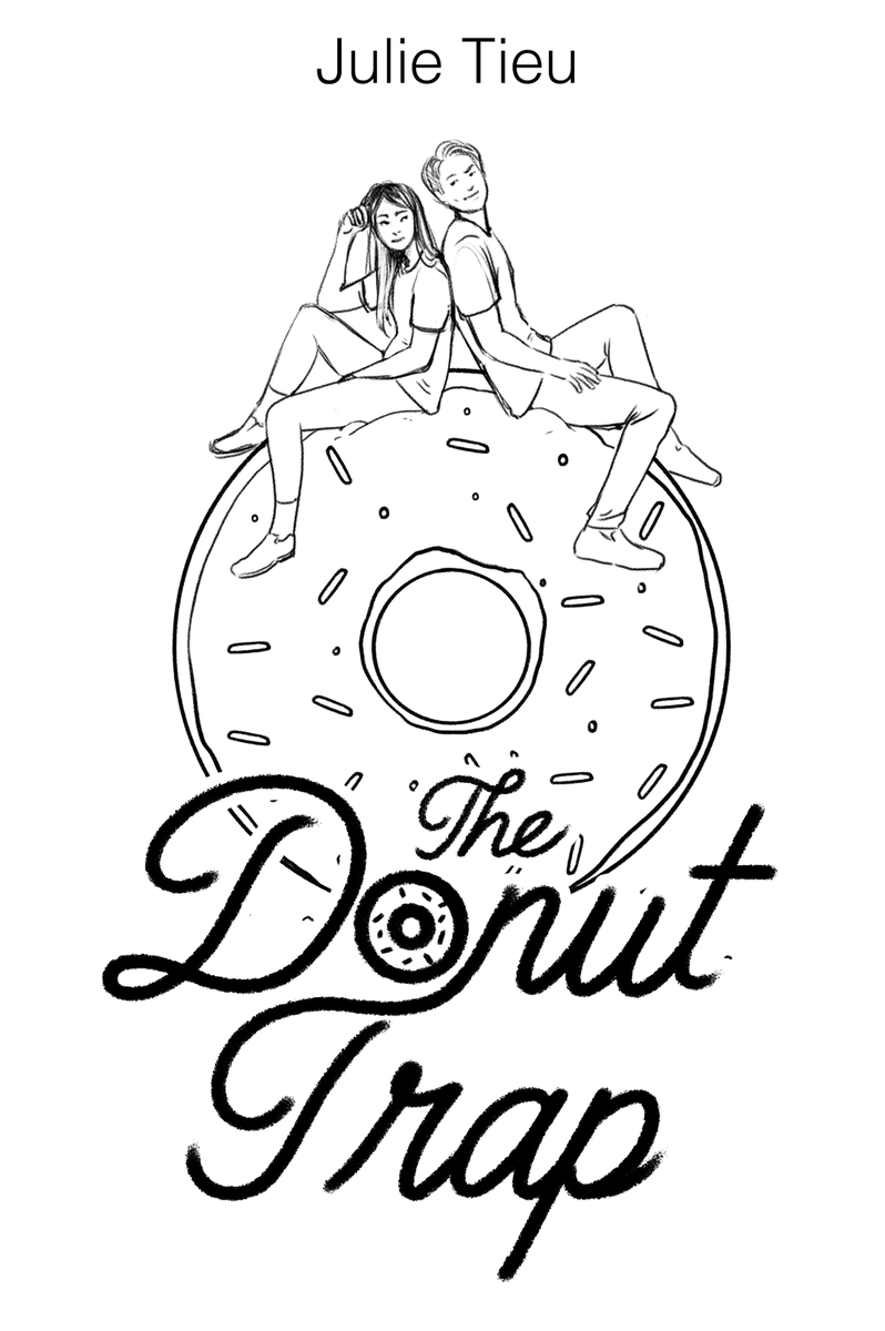 ?My cover illo + type for The Donut Trap?
Written by @julietieu✨
Thought I'd also share what the sketch looked like too~