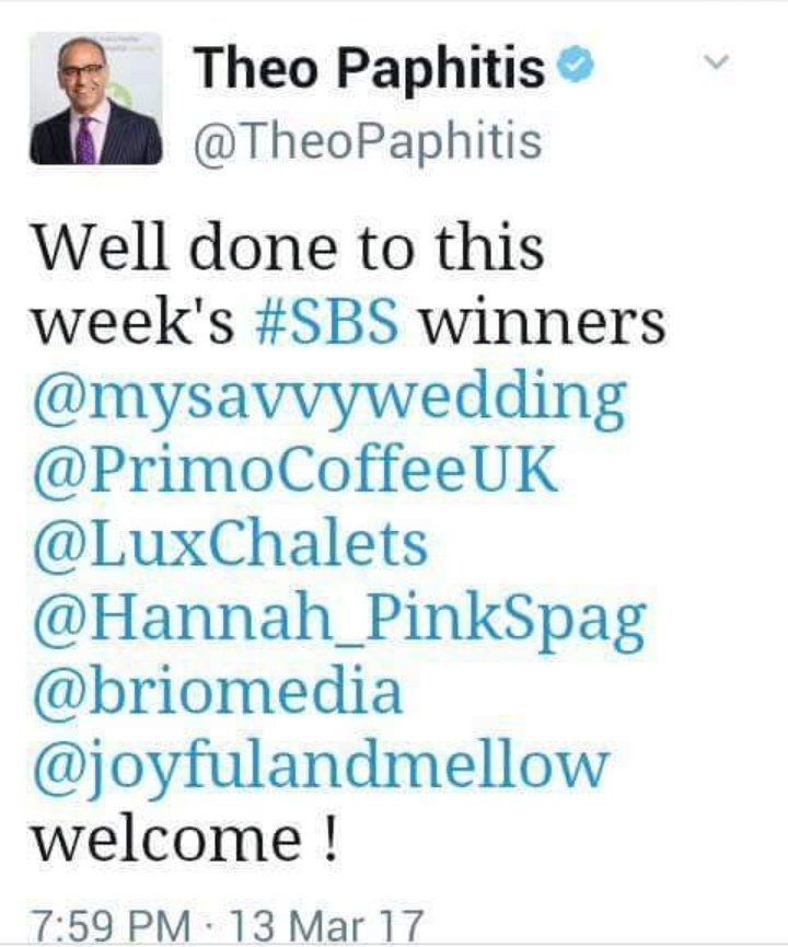 mysavvywedding's tweet photo. 4 years since I joined the #sbswinners club! What an exciting night that was! After a year of very little activity time to get my Savvy back and reconnect with you all. Thanks @TheoPaphitis for hosting. Watch my Savvy comeback here! https://t.co/2WWdmesws2