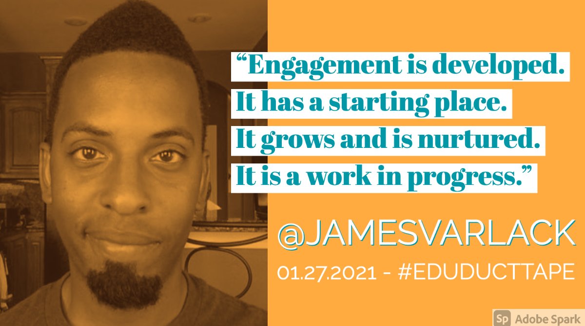 It was energizing to listen to @JamesVarlack talk about his thoughts and strategies for developing student engagement. Tune in to hear more 💎 like this one! jakemiller.net/eduducttape-ep… #EduDuctTape #OHEdChat #DigLN #OnlineLearning #BlendedLearning #EarlyEd #ElemSchool #HighSchool