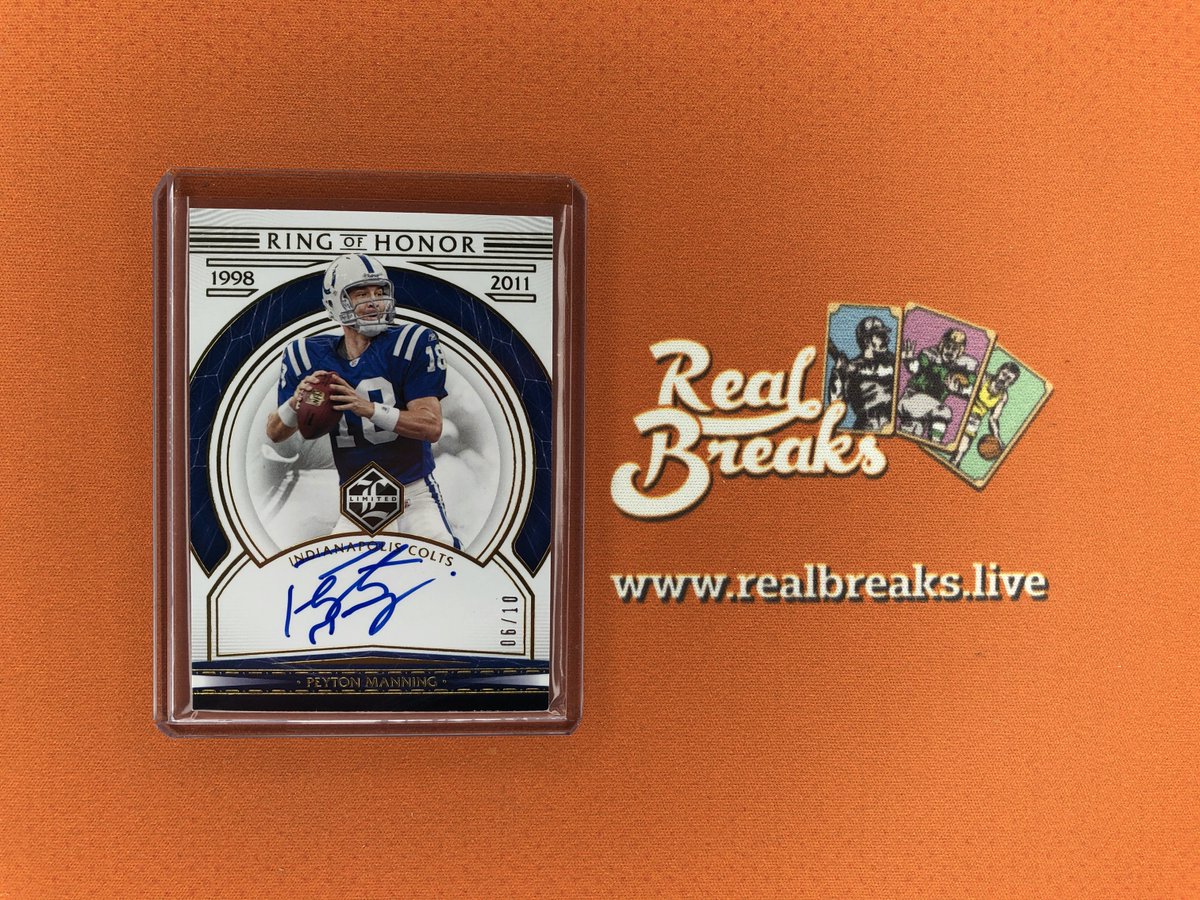 2020 Panini Limited Peyton Manning Ring of Honor Auto /10
.
.
.
@PaniniAmerica #realbreaks #boompoodle #whodoyoucollect #panini #paninilimited #limitedfootball #casebreak #groupbreak #nfl #football #peytonmanning