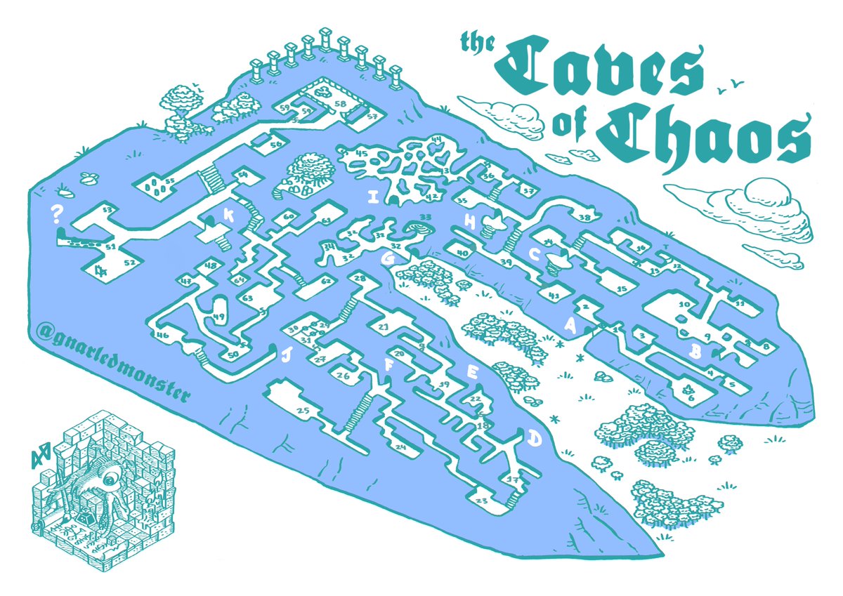 GnarledMonster's tweet photo. Isometric caves of chaos finished, all rooms keyed as in the original module and colored with a cozy blue to give it an old-school vibe. Print and have fun! ๐ฒ ๐ณโฐ๏ธ
#ttrpg #dnd #osr #rpglatam #isomap #megadungeon https://t.co/4ejGrDCO9N