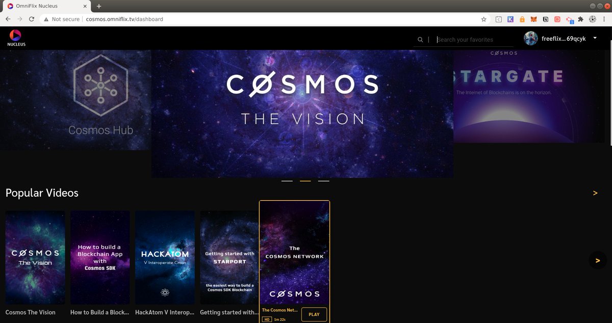 OmniFlix Network ⚛️🎬 (@omniflixnetwork) on Twitter photo Excited to share with the OmniFlix & Akash communities that we have a successful deployment of <a href="/OmniFLixTV/">OmniFlix TV</a> for @Cosmos running on the <a href="/akashnet_/">Akash Network</a>
URL --- cosmos.omniflix.tv
First of the many decentralized/p2p media interfaces that you will continue to see on <a href="/akashnet_/">Akash Network</a> Excited to share with the OmniFlix & Akash communities that we have a successful deployment of <a href="/OmniFLixTV/">OmniFlix TV</a> for @Cosmos running on the <a href="/akashnet_/">Akash Network</a>
URL --- cosmos.omniflix.tv
First of the many decentralized/p2p media interfaces that you will continue to see on <a href="/akashnet_/">Akash Network</a>