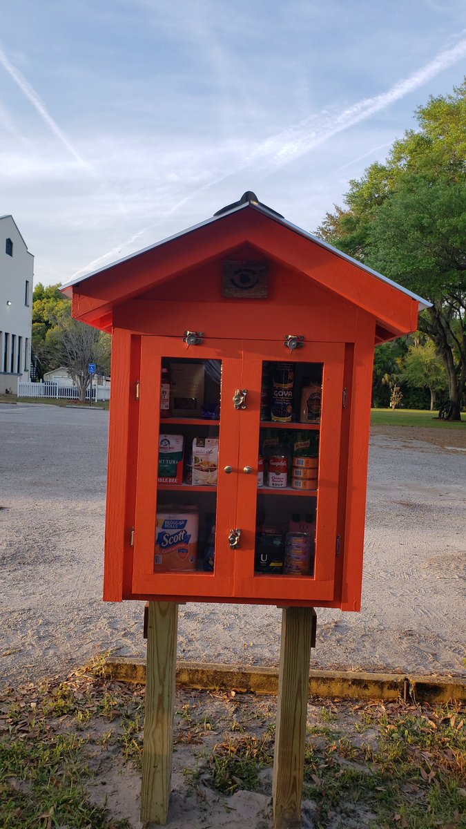 Bulldogconstruc's tweet photo. So proud of what our students were able to turn out.  This is the Lake Helen's Little Pantry.  It is the first we have done and look forward to doing more. Love my DeLand High Bulldog Construction students for taking on this project for those in need.#DelandBulldogs #WeAreDeland https://t.co/jC1zFpXljm