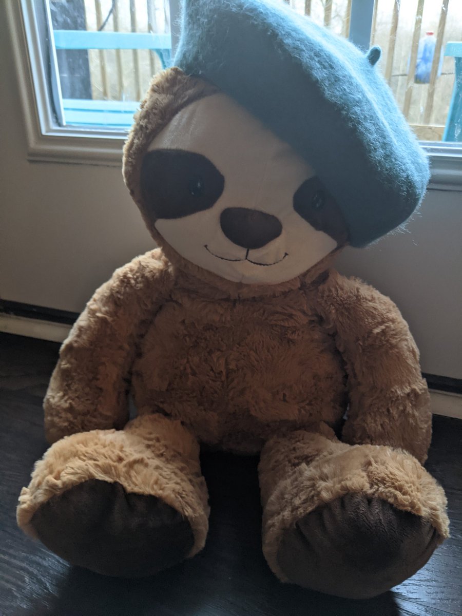 Kellyabcsc's tweet photo. #creativeteacherSC  sloth in a beret https://t.co/Z8Gqd9VZk7