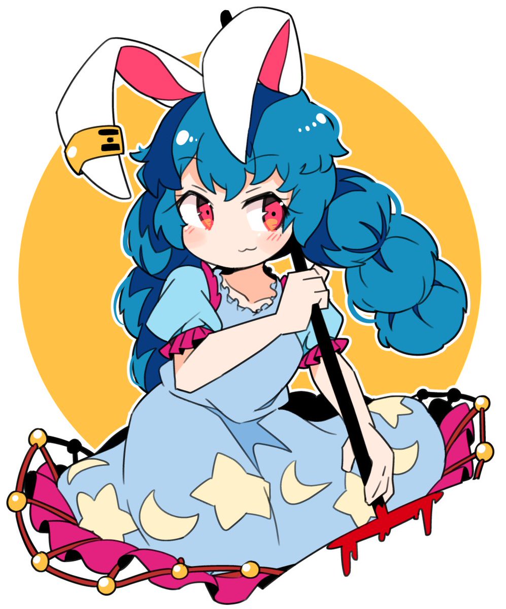 seiran (touhou) 1girl solo animal ears dress rabbit ears blue hair kine  illustration images