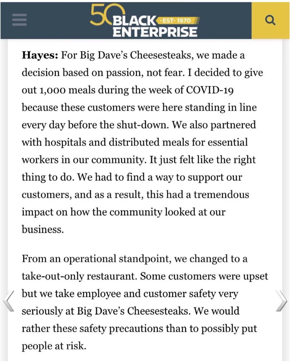 BD_Cheesesteaks's tweet photo. Can’t stop, won’t stop! ✊🏾 Thank you @blackenterprise &amp; @daronpressley https://t.co/ZFt1P6PZK4