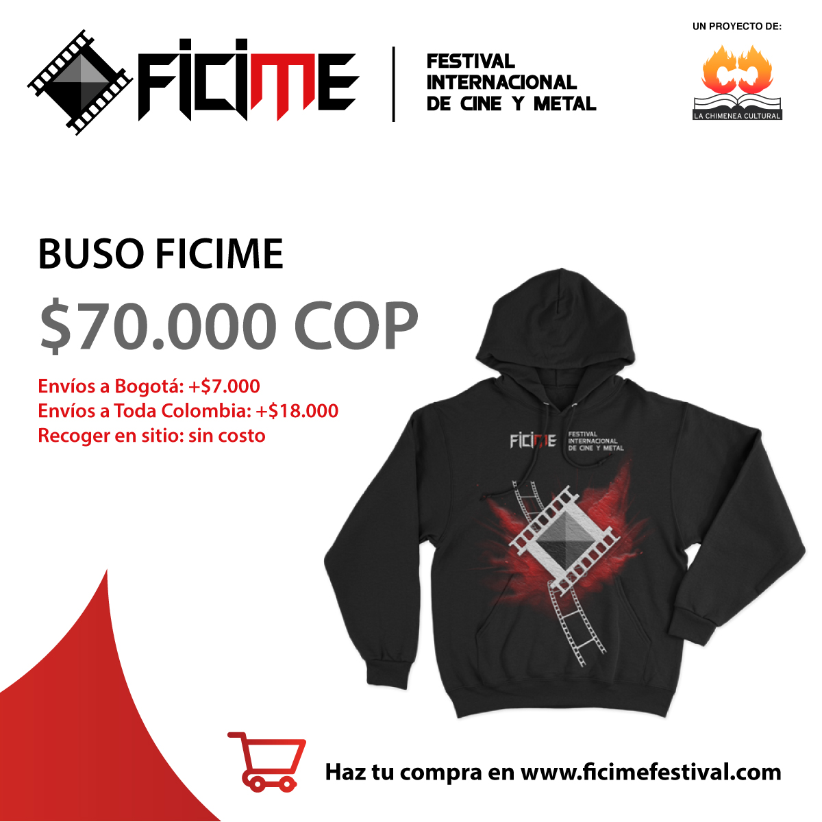 FicimeFestival's tweet photo. Llega al Festival este año luciendo tu amor por el #CineyMetal con esta ropa que tenemos a la venta en https://t.co/RLOa9uityd
Ten presente que cada compra nos ayudan muchísimo en hacer realidad este evento con invitados nacionales e internacionales. https://t.co/tsdy4WvoK1