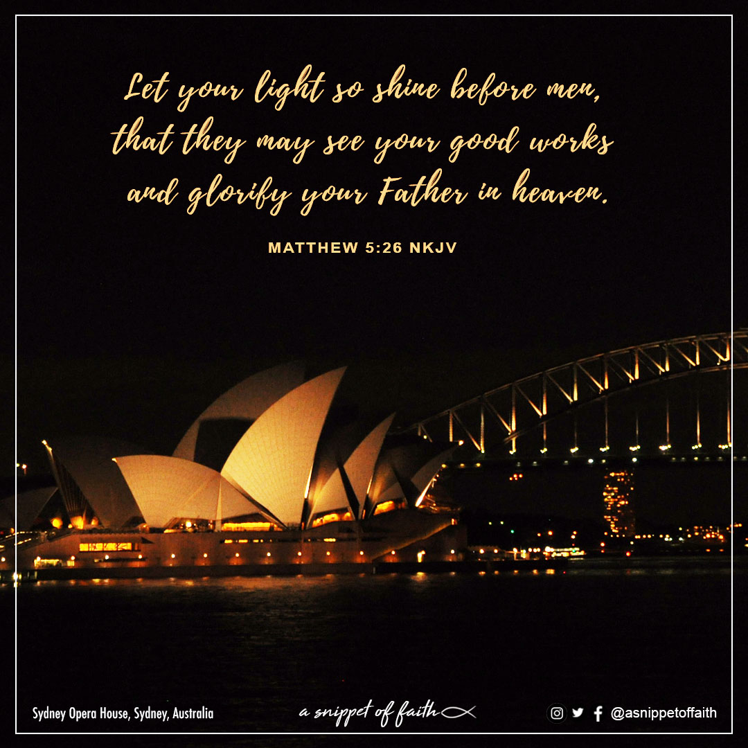 asnippetoffaith's tweet photo. One way to let our light shine is to help others overcome a situation that we have been through before. Be on the lookout for others who you can encourage today. 
https://t.co/PmtW8w1OSB

#Matthew516 #letyourlightshine #sydney #Australia https://t.co/3dlyNR3b3w