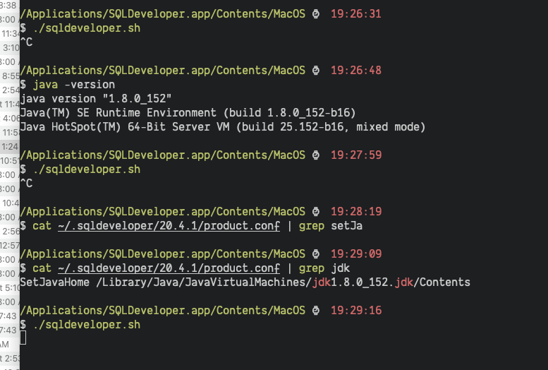fobbyal's tweet photo. @thatjeffsmith in a bit of bind here. Upgraded OSX last night and now unable to launch sql dev. Cannot via launcher or command line. just kind of stuck with no message. Any known trick to get this working? https://t.co/Y7D79Tuaec