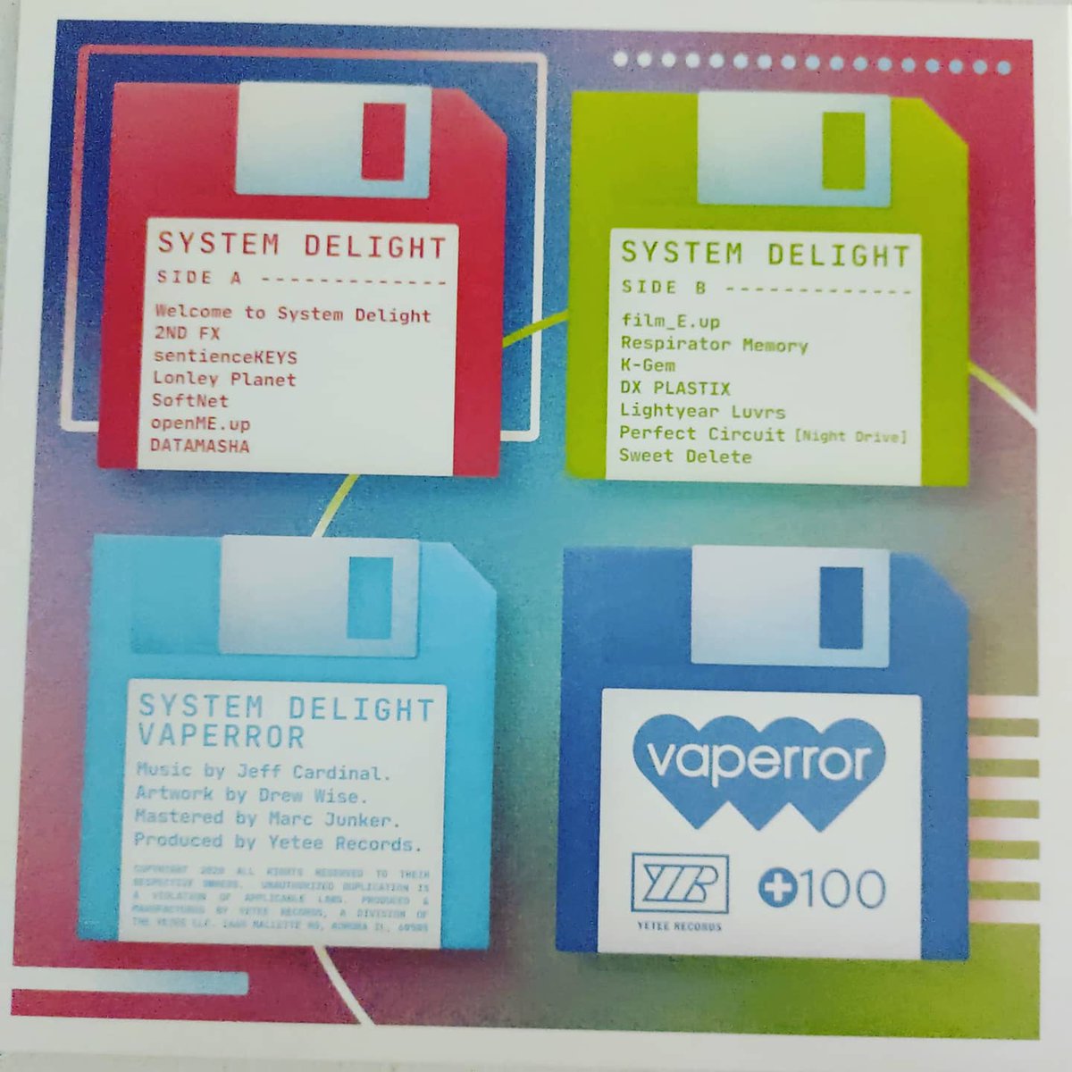 VinylAndrew's tweet photo. -System Delight (reissue) by @vaperror
-Cat. No. YTR-00069
-Pressed by GZ Media
-Pressed onto "island wake" vinyl
-Limited edition of 300 copies
-Released in 2021 by @yeteerecords
#coloredvinylclub #vaperror #recordreissue #vaporvinyl #vinylcollection #vinylcommunity https://t.co/ZvLfEXOBVu