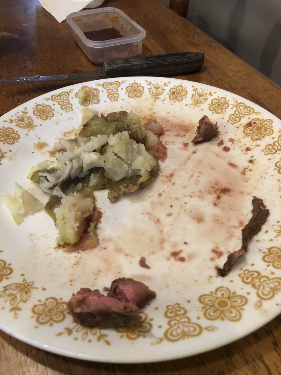 mcintosh160's tweet photo. Our 12 yr olds plate in about 5 mins where there was once a 10oz ribeye and a baked potato. One day many years from now she will be an expensive date for some young man. #Steak #Carnivore #ExpensiveDate #IPityTheFool https://t.co/K4NjoEXicq