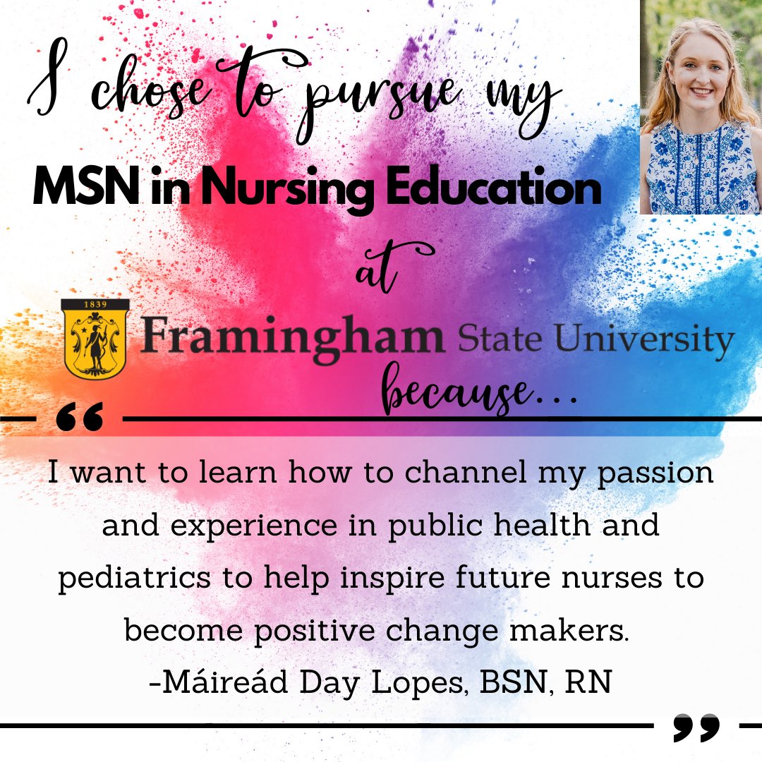 nursingfsu's tweet image. The Master's in Science of Nursing with a concentration in Education will allow you to harness your passion and experience to inspire future nurses, like Máireád. 💫 Sign up for the next info session on April 8th at 5:30pm! ✨ tinyurl.com/A3OSE38D