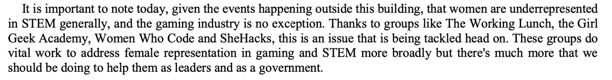 Great to hear <a href="/Working1unch/">Working Lunch</a> <a href="/GirlGeekAcademy/">Girl Geek Academy ™️ 🌈</a> <a href="/WomenWhoCode/">Women Who Code</a> &amp; <a href="/SheHacks/">SheHacks</a> getting a well deserved callout in Parliament yesterday by <a href="/TimWattsMP/">Tim Watts MP</a>