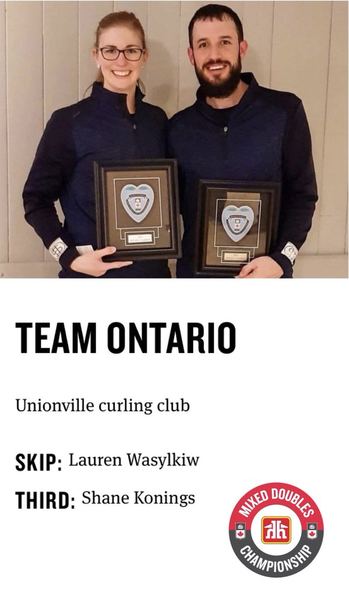 unionvillecurl's tweet photo. With the Brier complete, Shane &amp; Lauren are headed to the Bubble! Some games will be on TSN 1/2/3/5. Fingers crossed we’ll get to cheer on Team Ontario during a broadcast. We hear they are taking their card from last year, but leave a reply so they can hear you in Calgary! https://t.co/75EbjGWxwp