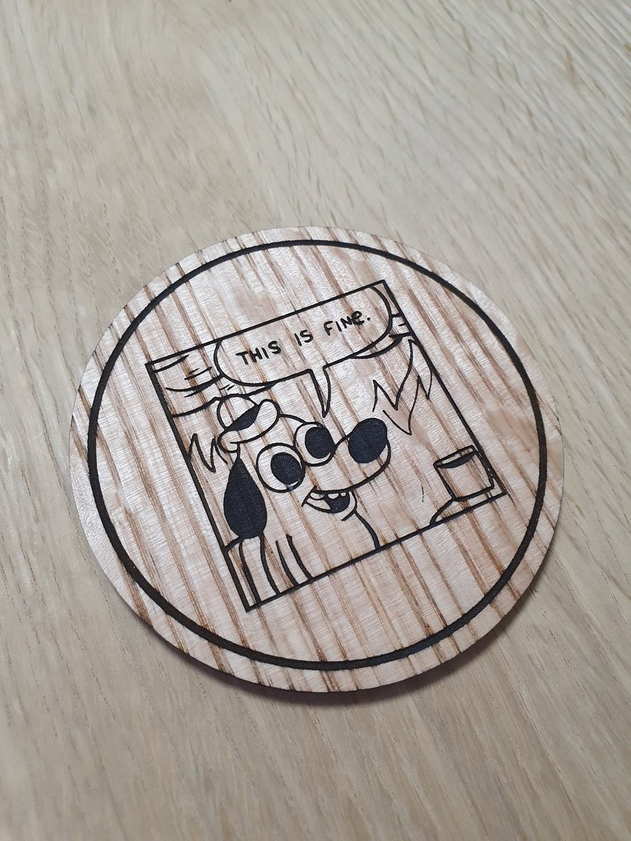 _Cutlight's tweet image. Excited to share the latest addition to our #etsy shop: Laser cut wooden coaster. #Meme Dog This Is Fine in #flames #housewarming #wood #beermat etsy.me/3qV9mNP