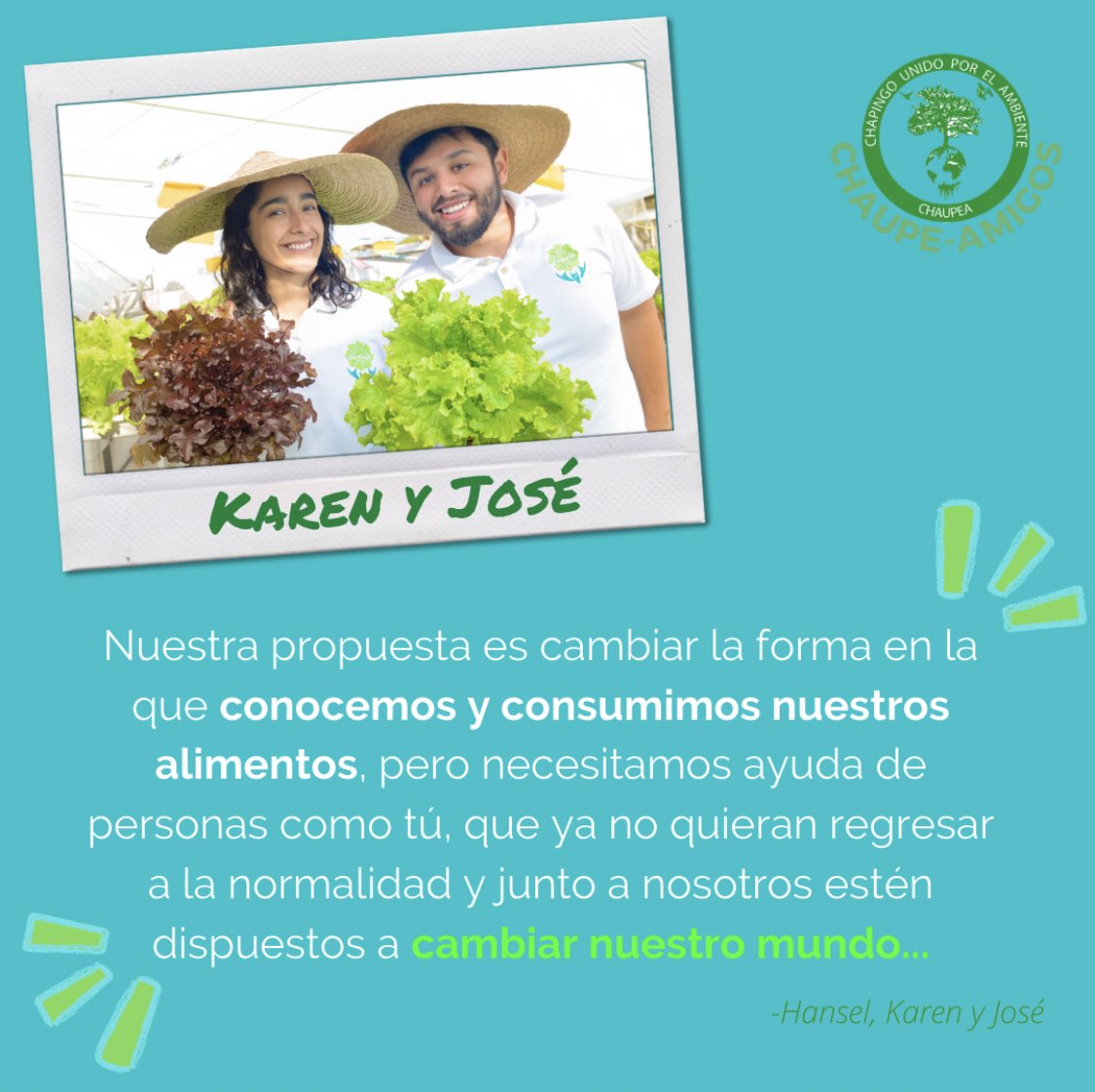 CHAUPEALC's tweet photo. CHAUPE-AMIGOS:        
LACTUCA HIDROPONÍA, es una empresa nacida de las mentes de Hansel, Karen y José, que buscan promover la conciencia ambiental y el desarrollo sustentable dentro de nuestra sociedad, tomando como tema de interés la semana alimenticia en las ciudades. https://t.co/qMmovbR37S