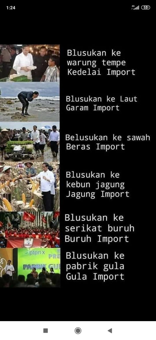 Ini ada aja yg iseng 😄 tapi bener sih. Ndak impor ndak impor, hanya pidato doang. Terus minta rakyat percoyo ?