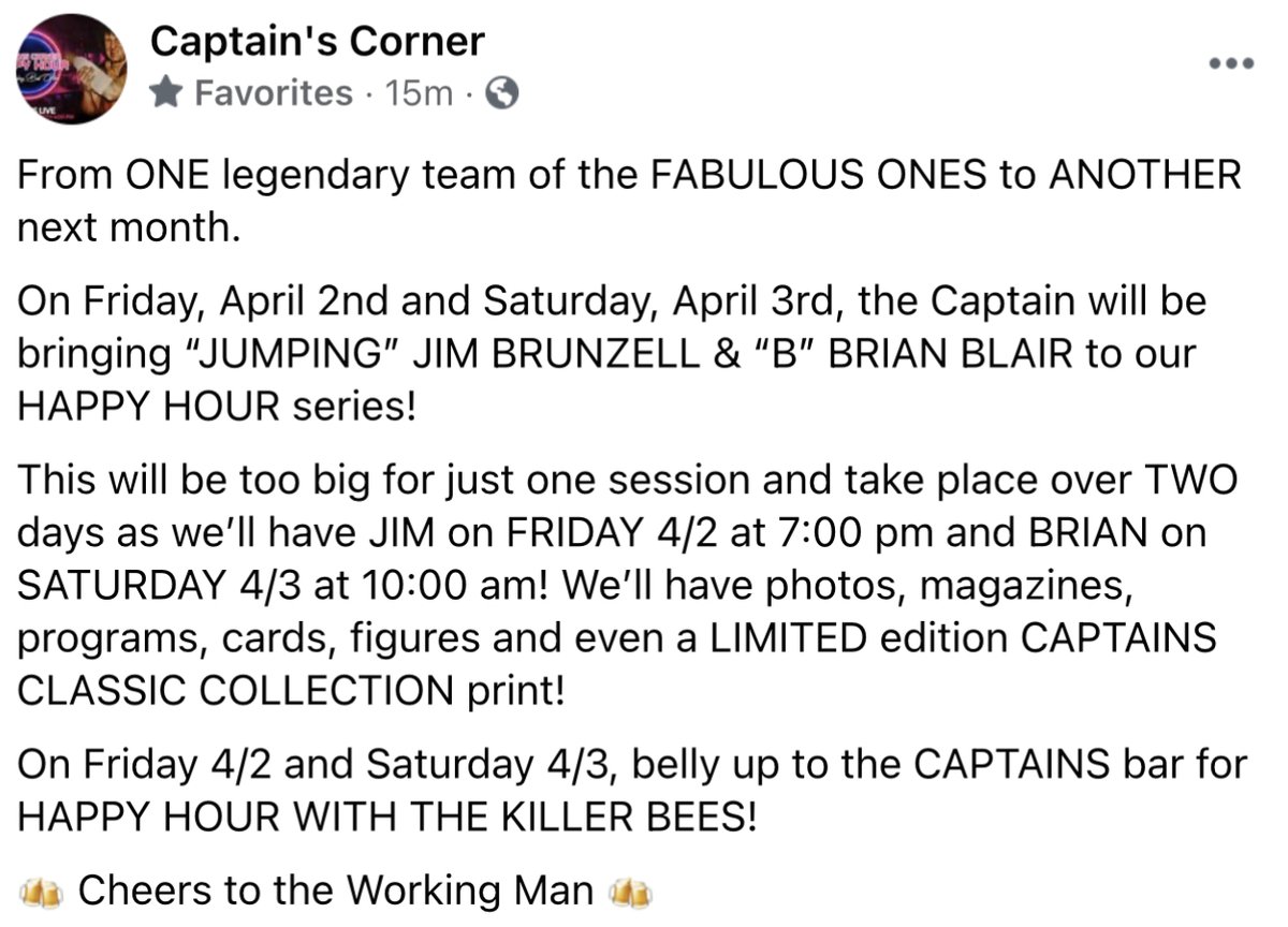 chrislandroche's tweet photo. @CaptinsCorner captains corner facebook page 🐝🐝
#WrestleMania #wrestling #wwf #WWESuperCard #wwe #wrestlemania2 #WrestlingCommunity #tagteam #thekillerbees #killerbees #jimbrunzell #brianblair #caulifloweralleyclub #futurehof #awa #masks https://t.co/L2dDK9xeLZ