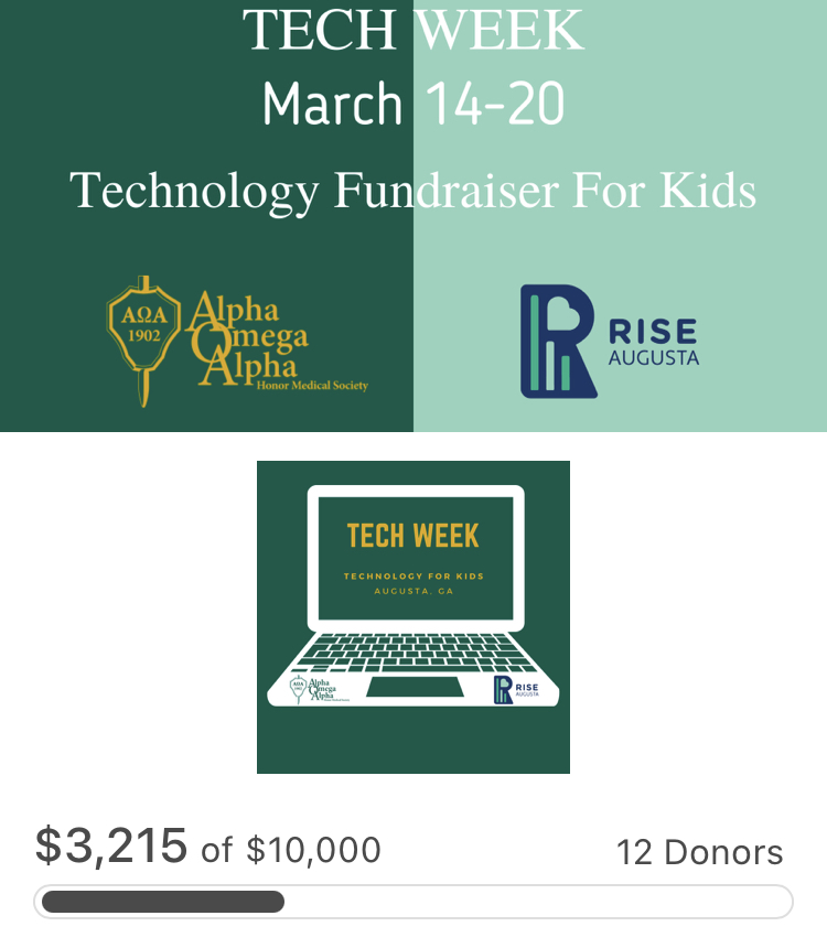 @AOAtechweek day #1 in the books!

We are off to a great start! 

Text "TECHWEEK" to 44-321 to give or
Give online at bit.ly/RISEtechforkids

#AOAtechweek #technology #education #community
<a href="/AUG_MCGGHHS/">MCG GHHS @ Augusta University</a> 
@mcgghhs
@GHHSMCG