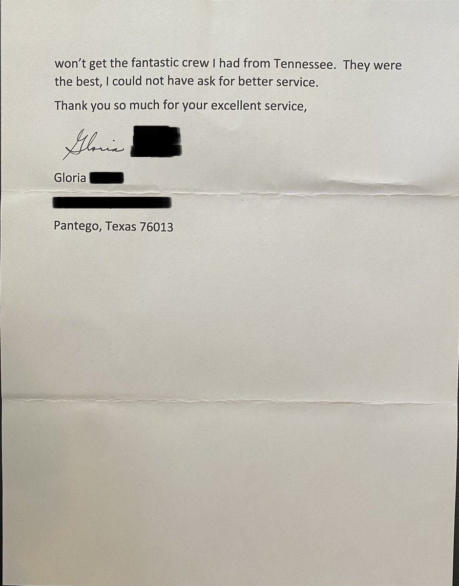 SERVPROofSumner's tweet photo. This letter arrived today from one of TX storm customers. What a great way to start the week! Our teams truly showed perseverance &amp; resiliency during the storm effort &amp; made a big impact. We’re so proud of these guys!  #SERVPRO #HereToHelp #ServproFamily #Blackstone #Teamwork https://t.co/NlQ3TKSMYZ