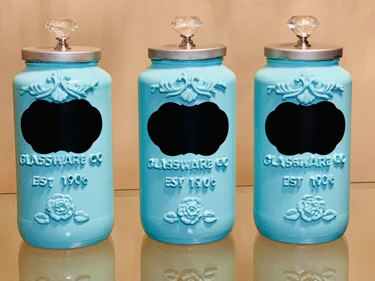 Excited to share our newest line of Fancy Light Turquoise Glass Jars With Clear Crystal and Silver Lids Set!   etsy.me/3rTgM5w  #farmhousedecor #shabbychicdecor #kitchendecor #vintageinspiredkitchendecor #uocycledglasssaucejars #repurposedglassjars #lesswastelifestyle