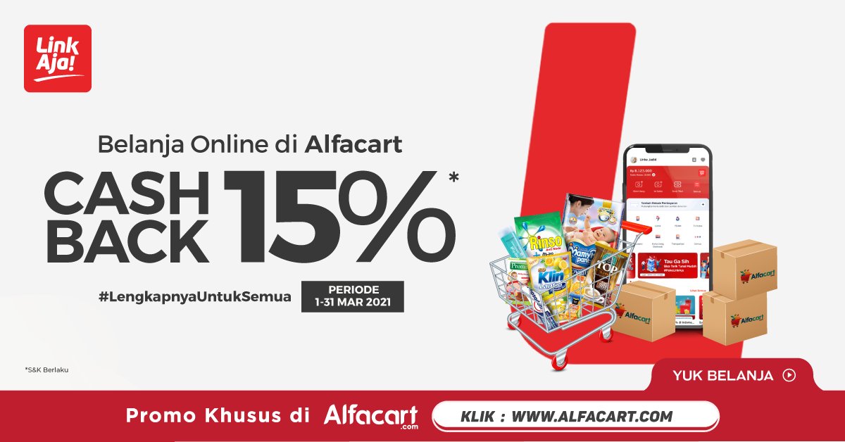 Alcartian! Kamu mau belanja apa hari ini? Pakai Link Aja ya biar gampang dan hemat! Nikmati cashback 15% di Alfacart! Belanja sekarang yuk~

Semakin mudah belanja kebutuhanmu #DariRumahAja pakai aplikasi Alfacart! Nikmati promonya disini >> alfa.id/linkajatw