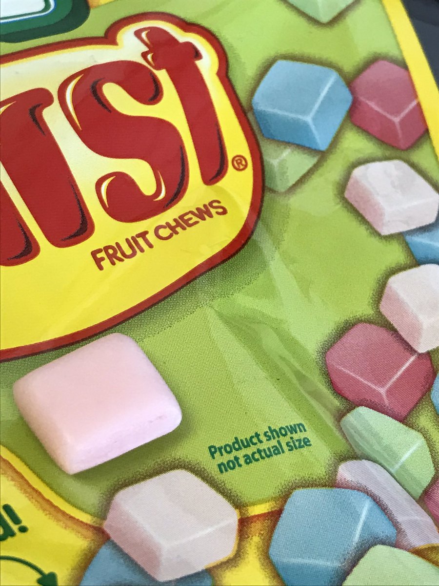 Shown here is an actual #Starburst minis bag, with a note indicating the picture is not actual size... 

Yeah, the actual candy (shown here) is actually bigger and more appetizing than the picture on the bag. When have you ever seen that?