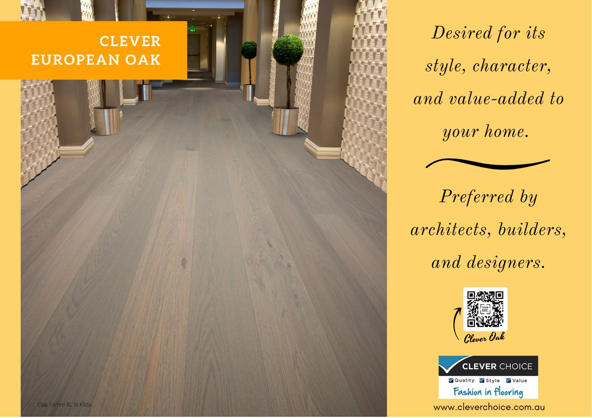 Consisting of our Elegance 12mm, Authentic 14mm, XL 14mm, and Luxury 20mm. Designed and developed to improve the quality, value, accessibility, adaptability, and affordability of European Oak flooring in the Australian Market. 
.
cleverchoice.com.au