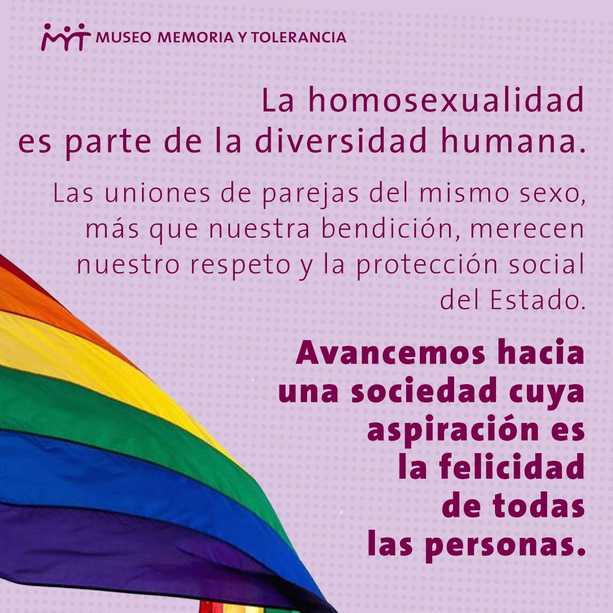 Las ideas del pasado que niegan la dignidad de las personas y que significan también negación de derechos deben quedar en el pasado. Abracemos y respetemos la diversidad humana. #LGBT+