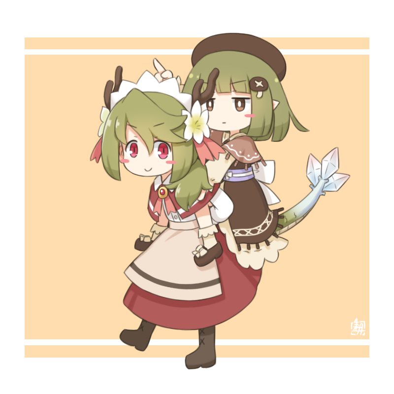 「きのこむすめ with ドラゴンむすめ 」|きたがわ水月のイラスト