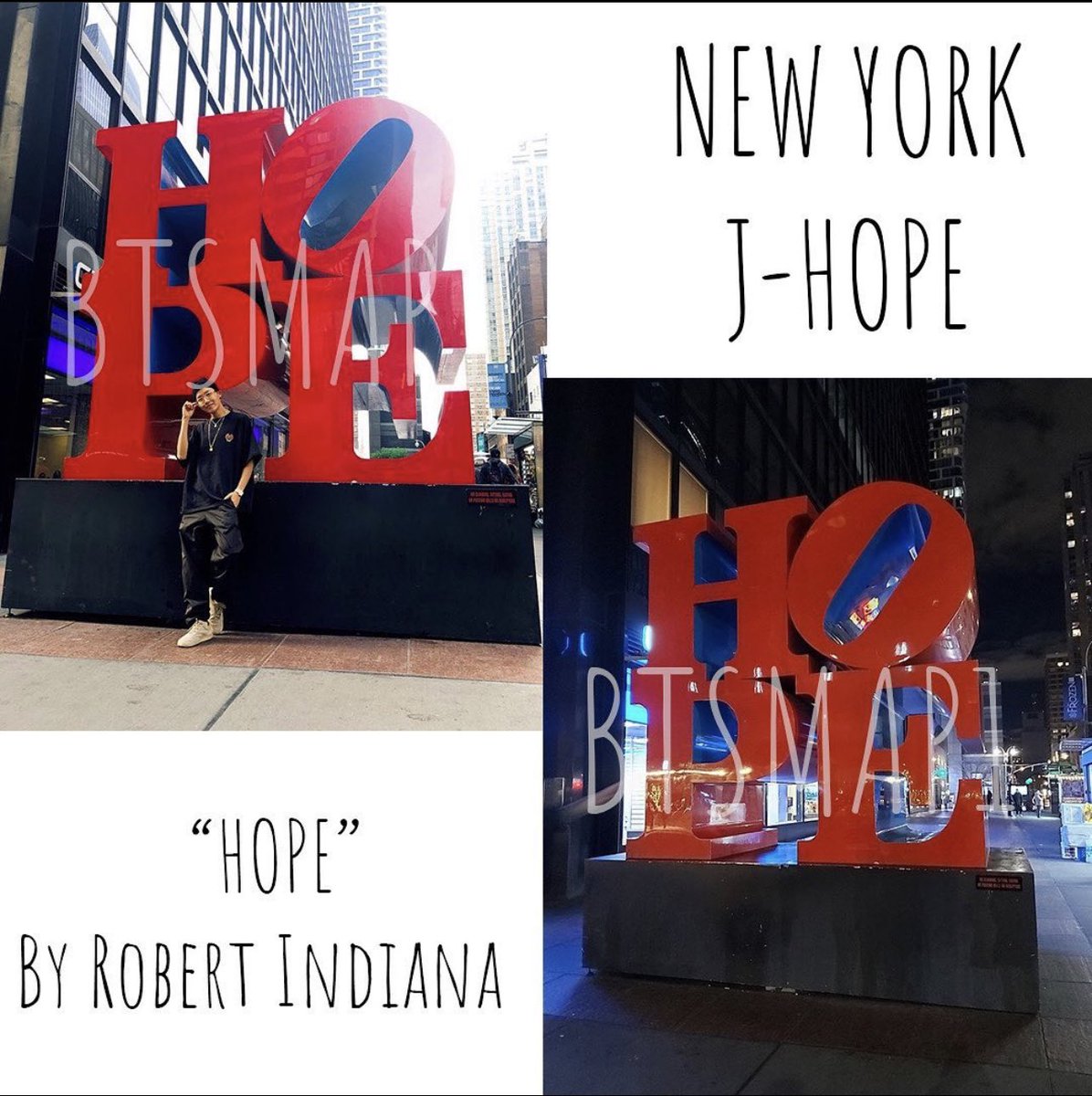 btsmap_1's tweet photo. β¨πΊπΈβ¨
J-hope took a picture by the HOPE Sculpture located at 200 W 53rd St, New York ~π
The HOPE Sculpture was created by Robert Indiana. #bts #BTSARMY #btsmap1 #JHOPE #newyork https://t.co/ii0190pdtG