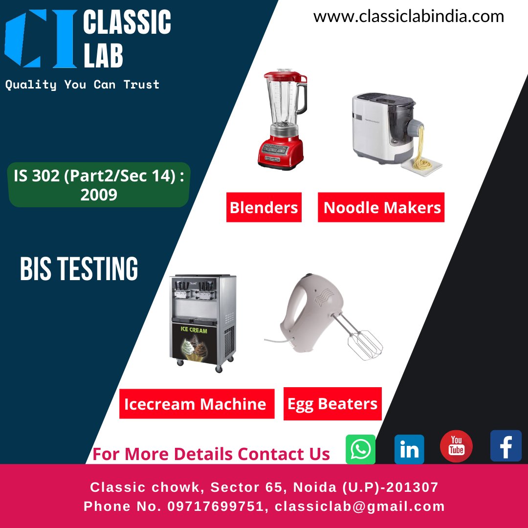 ClassicLabIndia's tweet photo. Electric Kitchen Machines
.
.
.
For more visit https://t.co/8R58r0F3r4
Email id : classiclab@gmail.com
#Testing #TestingLab #Calibration #QualityServices #NABLab #BestLab #ClassicTestingLab #ClassicLabIndia #CalibrationServices #NABLandBISApprovedLab #householdappliances https://t.co/3XvRsRx1VX