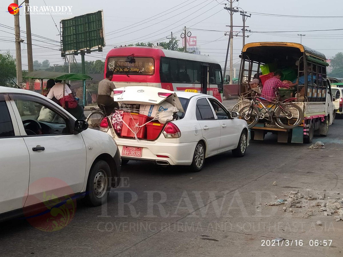 Many migrant workers have left #HlaingTharyar, an industrial zone in western #Yangon, on Tuesday morning after the military regime imposed #MartialLaw in the area &amp; violent crackdowns on anti-regime protesters. At least 50 people were killed and nearly 300 wounded since Sunday.