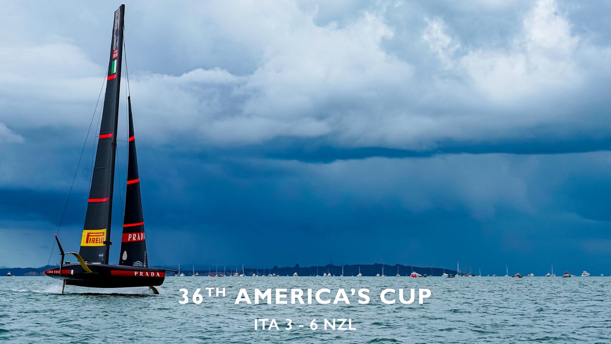 lunarossa's tweet photo. The 36th @americascup presented by PRADA - Day 6
It was nail-biting stuff on the final run to the finish
But games are not over!
Let's go to the next race at 17 45!

#LunaRossaPradaPirelli 
#AmericasCup 
@Prada
@Pirelli https://t.co/bvkRV61hZ7